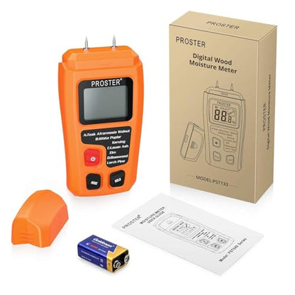 Proster Wood Moisture Meter 4 Modes 0-99.9% for Wood/Paper/Firewood