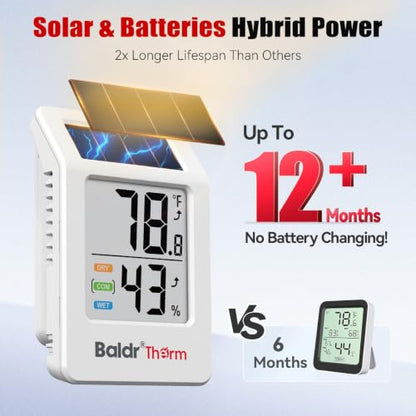 BaldrTherm Room Thermometer Indoor, Humidity Meter, 2026 Upgrade Bluetooth Thermometer with Privacy-Friendly Guest Mode | 250ft Coverage | Real-Time Alerts for Home, Office, Greenhouse