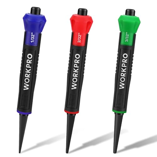 WORKPRO 3-Piece Nail Punch Set, Includes 1/32", 1/16", 3/32" Nail Setter