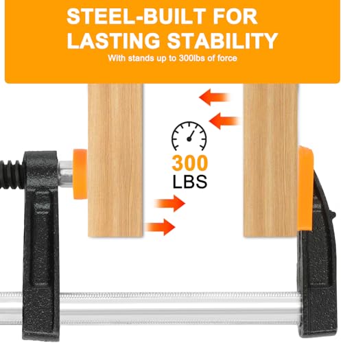 Bar Clamps for Woodworking, 4 Pack 6 Inch F Clamp Set, 300 lbs - color: Black