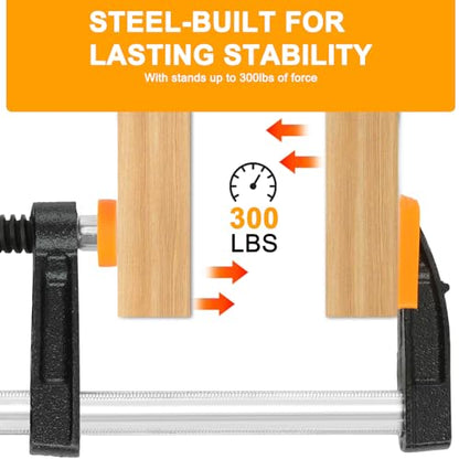 Bar Clamps for Woodworking, 4 Pack 6 Inch F Clamp Set, 300 lbs - color: Black