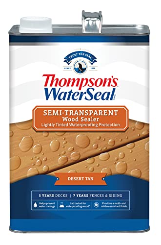 Thompson’s WaterSeal Semi-Transparent Waterproofing Wood Stain and Sealer, Desert Tan, 1 Gallon - color: Desert Tan