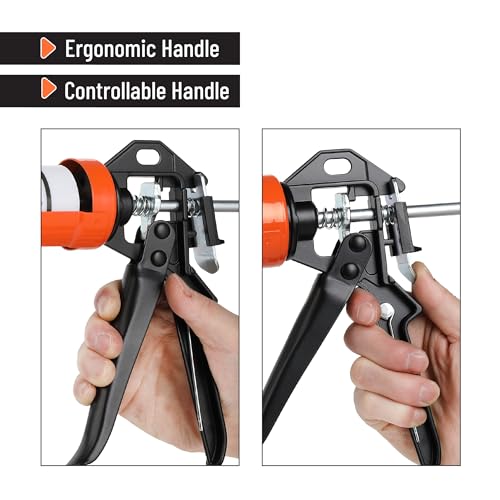 Bates- Caulking Gun, 12:1 Thrust Ratio, Black & Orange, Caulking Tool Gun, Caulk Gun No Drip, Hand Caulking Guns, Silicone Gun, Caulking Gun Tool, No Drip Caulk Gun