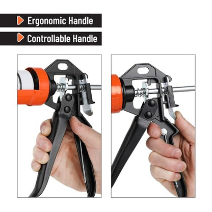Bates- Caulking Gun, 12:1 Thrust Ratio, Black & Orange, Caulking Tool Gun, Caulk Gun No Drip, Hand Caulking Guns, Silicone Gun, Caulking Gun Tool, No Drip Caulk Gun