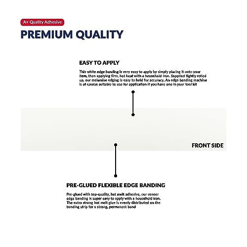 UNMAR White Edge Banding Melamine Iron On Tape Adhesive Wood Board Edging Strips Veneer Trim Laminate Cabinet Furniture MDF Plywood Formica Shelf Stick Countertop (1, White, 1/2 in x 50 ft) - size: 1/2 in x 50 ft