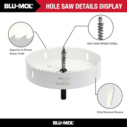 Disston 6 1/4” Bi-Metal Recessed Light kit with Blu-MOL Flexible Dust Bowl. Used to Place Recessed Light and New LED Recessed Lights - style: Dust bowl with 6-1/4" hole saw and light set