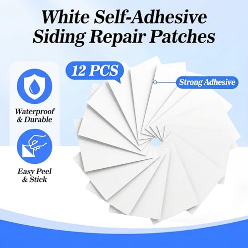 MAQIHAN 12 Pcs Vinyl Siding Repair Kit - White PVC Patch for Exterior Wall