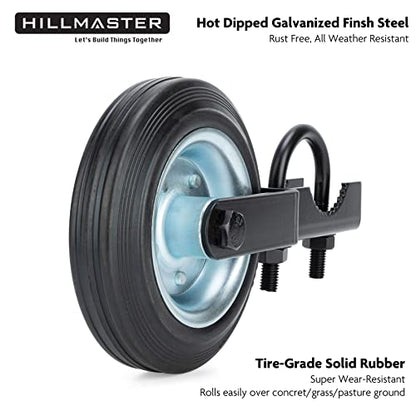 Hillmaster 6 Inch Heavy Duty Gate Helper Wheel Caster Kit with 1-5/8" to 2" Gate Frames, Black, 2 Pack - size: 2 pack