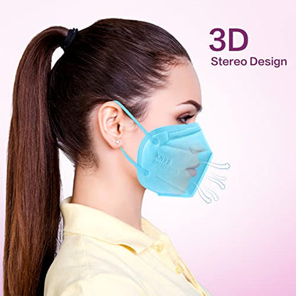 Miuphro 50 Pack Cup Dust Safety Disposable Masks, KN95 5-Layer Foldable Masks - color: Blue