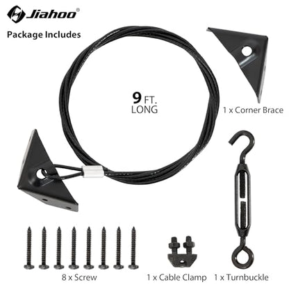 JIAHOO Anti Sag Gate Kit for Wooden Fence, Anti-Sag Gate Support Cable Kit - color: Black