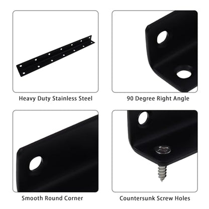 Long L Bracket,ULIFESTAR Black Corner Brace Brackets,Stainless Steel Corner Brackets,Heavy Duty Shelf Bracket,Metal Right Angle Bracket for Wood,325*27mm/12.8*1.06''2 PCS - size: 325*27mm/12.8*1.06''