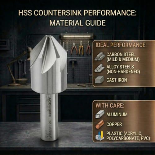 Accusize Industrial Tools 82 Degree 6 Flute H.S.S. Machine Countersink, 8 Pcs, Precision Ground, 0206-1018 - size: 82°