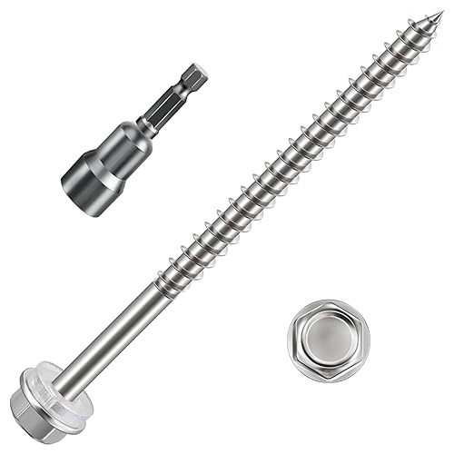 WenSilon (120Pcs)#10x3 Self-Tapping Screws for Wood 410 Stainless Steel Hexagon Head Quick Tapping - color: #10x3"