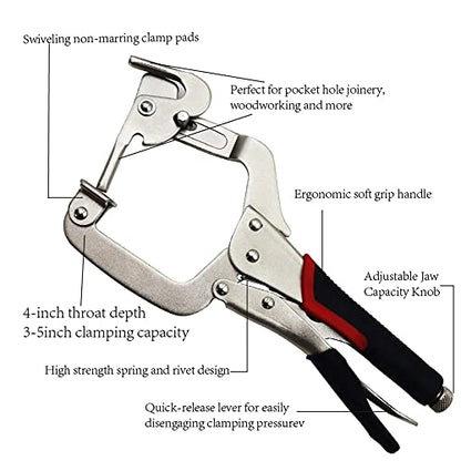 Pocket Hole Clamp, 11.8inch Right Angle Clamp for Woodworking and Pocket Hole Joinery(Black)