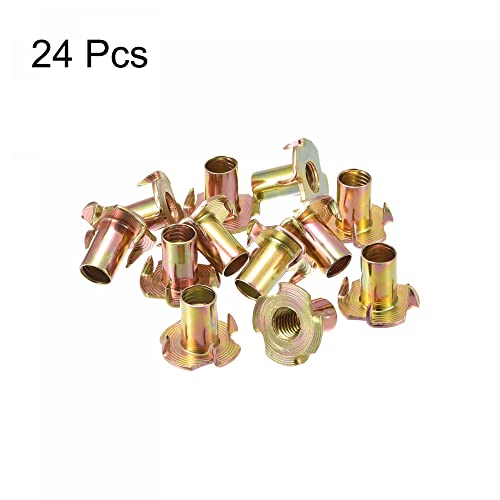 uxcell M8x16mm T-Nuts 4 Pronged Tee Nut Carbon Steel Threaded Inserts for Wood 24pcs - size: M8x16mm