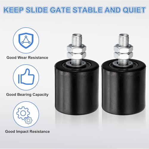 uxcell 2Pcs Slide Gate Guide Roller, 2" Nylon Rollers Gate Support Assembly - color: Black, size: 2 Inch