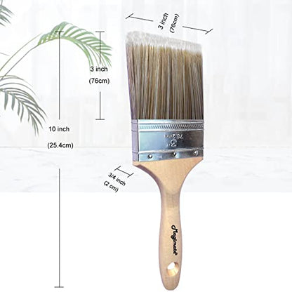 Magimate Double Thick Chip Brush, Wood Handle Straight Flat Stain Brush 3in