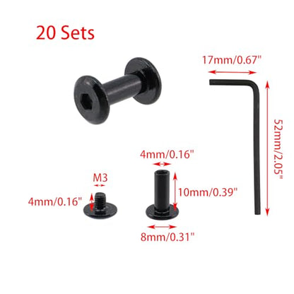 20 Sets M3 x 10mm Binding Post Screws Fastener Bolts Cap Nuts - size: M3 x 10mm
