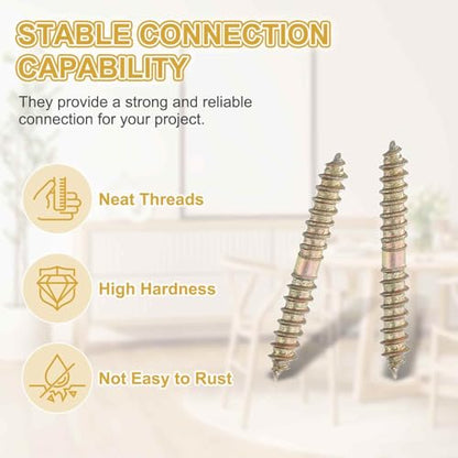 MECCANIXITY 20 Pcs Double Ended Screws, M5 x 40 mm Carbon Steel Hanger Bolts, Self-Tapping Wood Dowel Screws for Wood Joint Furniture, Color Zinc - size: M5 x 40 mm