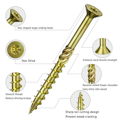 Wensilon 5/16 * 14" Yellow Deck Screws 12pcs 2lbs 8x350mm Lag Screws - color: Yellow, size: 5/16*14"