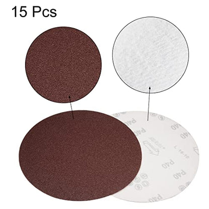 uxcell 15pcs 8" Hook and Loop Sanding Discs 40 Grit Aluminum Oxide - size: 40 Grit