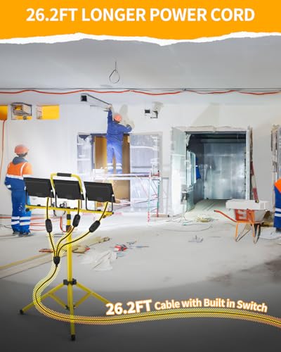26400LM Work Lights with Stand, Adjustable IP66 for Constructio Job Sites - size: 220W-3P