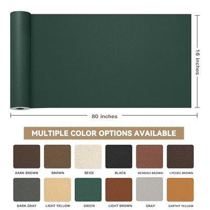 TIANLDD Leather Repair Tape,16 x 80 Inches Self Adhesive Leather Repair Patch，Leather Repair Kit for Furniture，Couches,Car Seats,Cabinets,Handbags(Dark Green-Litchi Grain) - color: Dark Green-Litchi Grain, size: 16" x 80"