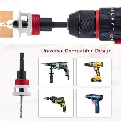 Countersink Drill Bit, 1/8" x3/8" Carbide Tipped Drill Bits with Depth Stop, 1/4" Quick Change Hex Shank Countersink Drill with Replaceable HSS Pilot Drill Bit for Plastic, Woodworking - size: 1/8" x 3/8"