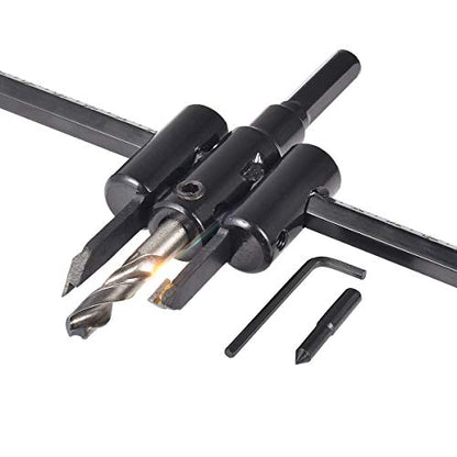 KATUR 30mm to 200mm Adjustable Circle Hole Cutter Saw Kit, Wood Drywall Drill Bit Saw Round Cutting, Woodworking Twist Hole DIY Tools (30-200mm) - size: 30-200mm