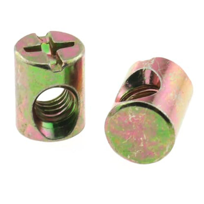 E-outstanding 4PCS M6 x 10 x 13mm Slotted Barrel Nuts Cross Dowels Spring Loaded Barrel Nuts Replacement Screws Cross Dowel Barrel Nuts for Furniture Bed Crib and Chairs