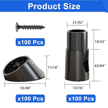 100Pcs Baluster Connectors for 3/4" OD Hollow Round Deck Balusters - size: Angled Rail