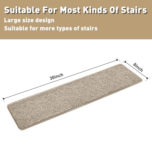 PURE ERA Carpet Stair Treads for Wooden Steps 8 x 30 Inch Cream Gray 14 pcs - color: Cream Gray