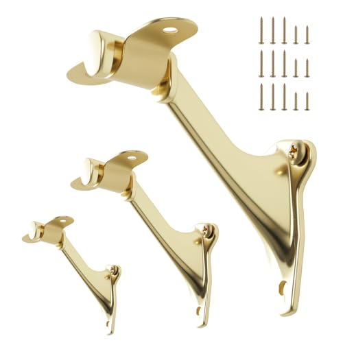 HOME MASTER HARDWARE Handrail Bracket for Stairs, Bright Brass, 3 Pack - color: Bright Brass, size: 3 Pack