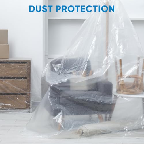 TICONN 12 x 9 Ft Plastic Drop Cloth for Painting, Waterproof Painters Plastic Sheeting, Painting Tarp for Furniture Cover, Floor Protection (6PK, 0.5Mil) - size: 0.5 Mil