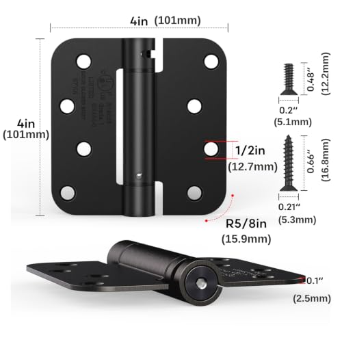 2 Pack 4 Inch Self Closing Door Hinges, Gloss Black - color: 4" - Gloss Black