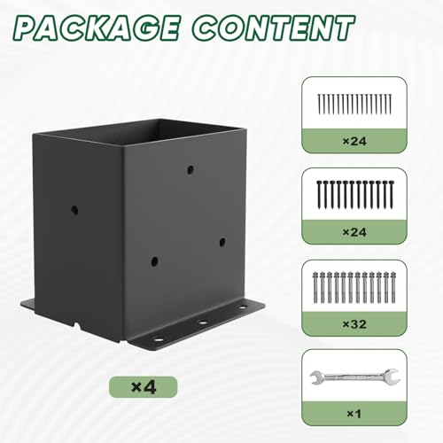 4"X6" Post Base 4PCS,Post Brackets(Inner Size 3.6"x5.6") 2mm Thick - size: 4''X6''
