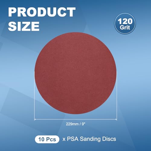 10 Pack 9 Inch PSA Sanding Discs 120 Grit Aluminum Oxide Red - size: 120 grit