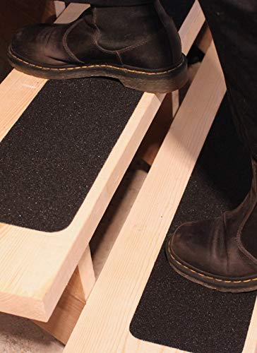 6”x30” Stair Treads Non-Slip Outdoor Tape – (10-Pack) Black Anti-Slip Strips - size: 6"x30"