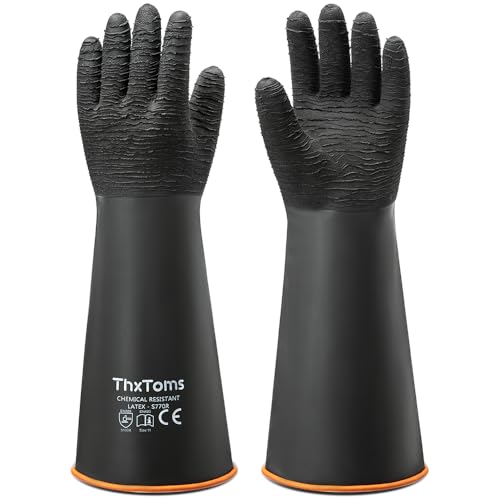 ThxToms Heavy Duty Rubber Gloves, 18" Upgraded with Non-Slip Design - color: 18"
