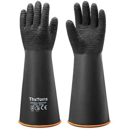ThxToms Heavy Duty Rubber Gloves, 18" Upgraded with Non-Slip Design - color: 18"