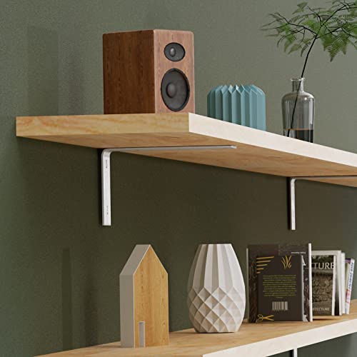 YUMORE 7 Inch Shelf Bracket, Heavy Duty L Bracket, Brushed Nickel, 4 Pack - color: Brushed Nickel, size: 7"x4"x1.8"