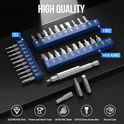 STREBITO 32PCS Damaged Screw Extractor Set, Stripped Screw Extractor(Blue) - color: Blue
