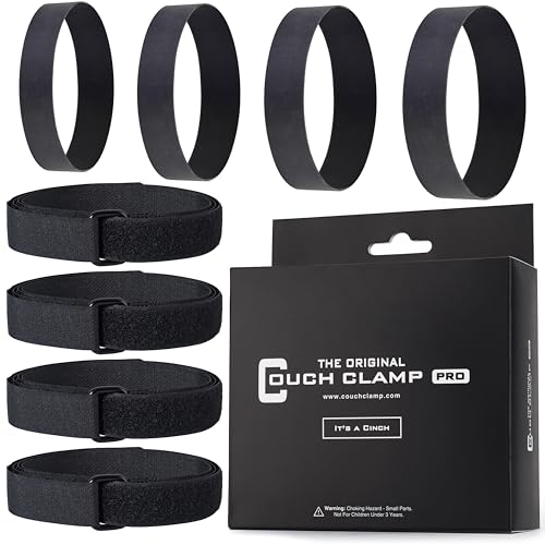 Couch Clamp Pro Heavy Duty Couch Connectors for Sliding Sofas (4 Pack) - Easy Install Strap & No Tools Required - Hook & Loop Cinch Straps- Universal Fit Ideal for 3 Piece Modular Sectional Sofa - style: Pro