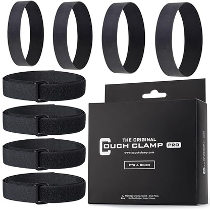 Couch Clamp Pro Heavy Duty Couch Connectors for Sliding Sofas (4 Pack) - Easy Install Strap & No Tools Required - Hook & Loop Cinch Straps- Universal Fit Ideal for 3 Piece Modular Sectional Sofa - style: Pro
