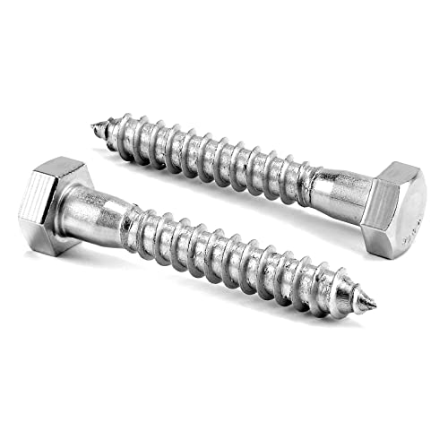 3/8" x 2" Hex Head Lag Screws Bolts 20Pcs 304 Stainless Steel 18-8, Partial Thread, Hexagon Head Wood Screws by SG TZH - size: 3/8-16 x 2"
