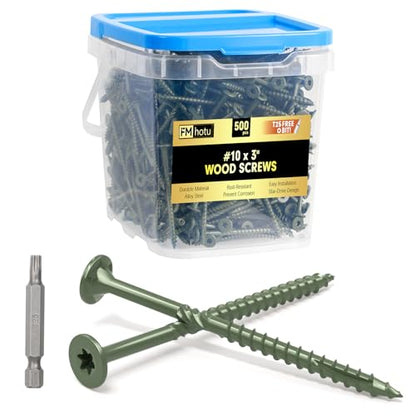 #10 x 3” Deck Screws, 500Pcs Star Drive Wood Screws - color: Green, size: 3 Inch
