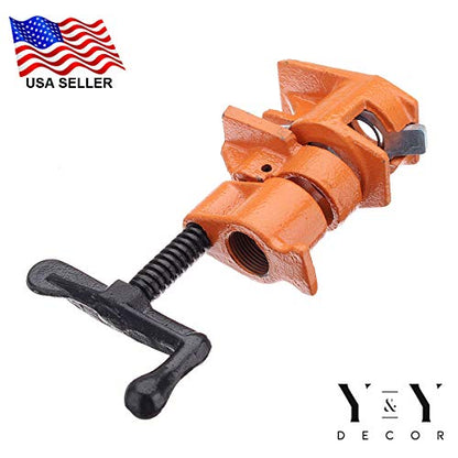 Y&Y Decor 4 Pack 3/4" Pipe Clamps for Wood Gluing, Heavy Duty Cast Iron, Professional Woodworking Tools