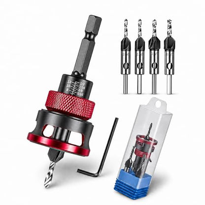 7PCS Countersink Drill Bit Set with Adjustable Depth Stop Collar