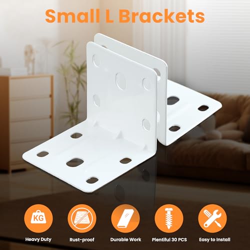 Alise 20 Pack White 2x2in L Brackets Heavy Duty Metal for Wood Furniture - color: White, size: (20P) 2X2 inch