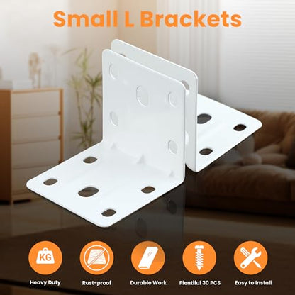Alise 20 Pack White 2x2in L Brackets Heavy Duty Metal for Wood Furniture - color: White, size: (20P) 2X2 inch